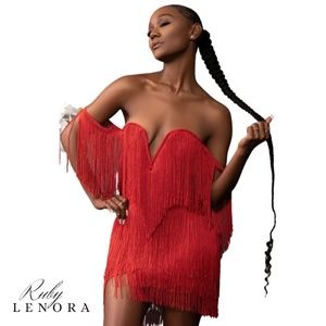 RUBY LENORA Red Tassel Dress